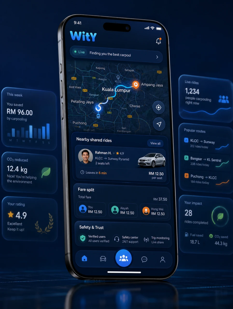 WITY app map mockup